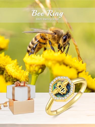 Image of Bee /Butterfly /Mustard Seed /Hummingbird /Cat /Rainbow Adjustable Ring for Women 925 Sterling Silver Spoon Rings for Women Size Fits Most People
