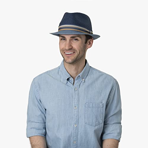 Stetson Licano Toyo Trilby Straw Hat Women/Men Navy 7 1/2-7 5/8 #TOP1