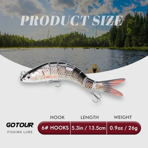 Gotour Fishing Lures for Freshwater or Saltwater, Easy to Use for Family Fishing Beginner and Pros, Most Lifelike Jointed Swimbait for Almost All Fishes，Slow Sinking Bass Pike Panfish Walleye Lures - Thumbnail 2