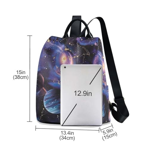 Mochila morada para mujer Galaxy Planets de estilo antirrobo 3