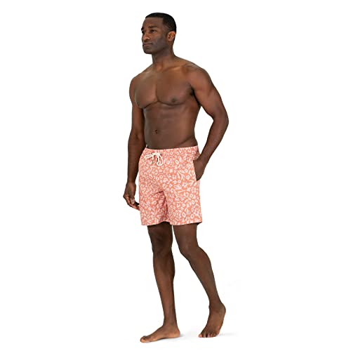 Somewhere Sunny Volley 7" Inseam Recycled Swimming Trunk | Compression Liner, Quick-Dry, 4-Way Stretch, Sustainable (Medium, Clay Floral) #TOP6