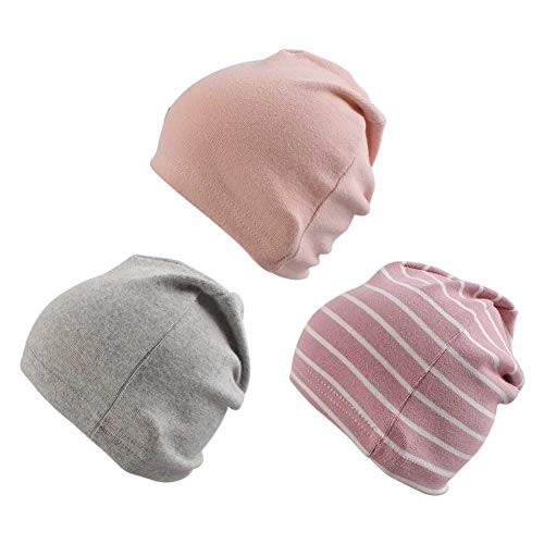 FUOITA 3 Pack Baby Hat Boys Girls Striped Cap Cotton Newborn Infant Toddler Hospital Headwraps Kids Skull Beanies
