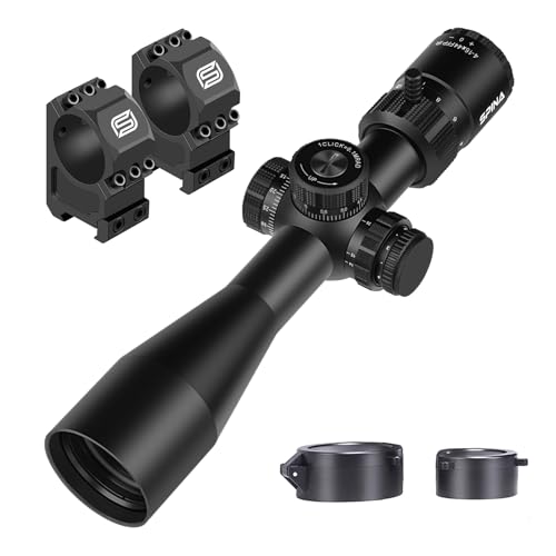 SPINA OPTICS Riptide HD 3-12x44 E FFP/4-16X44 E FFP Hunting Scope,30mm Tube First Focal Plane Scope 1/10 MRAD Adjust | Illuminated Center Dot Fully Multi-Coated (Riptide 4-16x44E FFP +20mm mounts)
