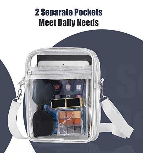 MoKo Clear Bag Stadium Approved for Women, Large Capicity Crossbody Bag with 2 Pockets and Zipper3