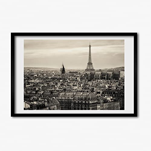 Cadre en bois decorative Paris Tour Eiffel photo affiche tableau moderne Tulup 60x40