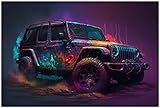 Printonia Leinwand-bild 120x80cm Jeep Wrangler Abstrakt 