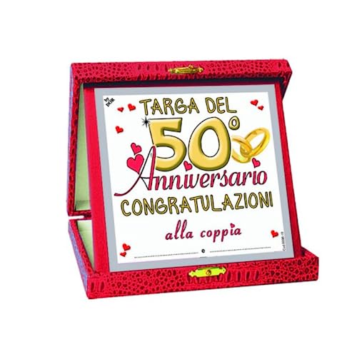 Dor TARGHETTA 50 Anni di Matrimonio Gadget Nozze d'oro - Targa del Cinquantesimo Anniversario di Matrimonio - Congratulazioni