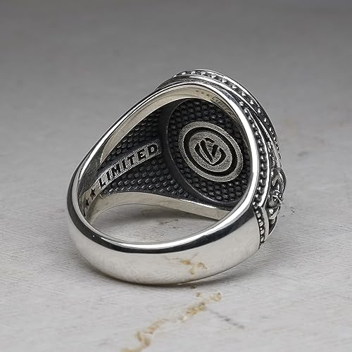 ✪VARTOVAR JEWELRY✪ Signet Ring Men Jesus Chris Crown of Thorn Oval Chevalier with Fleur De Lis, Christian men\'s jewelry, Heavy Sterling Silver 925, Silver or Bronze Icon, Comfort Excellent Quality - Thumbnail 5