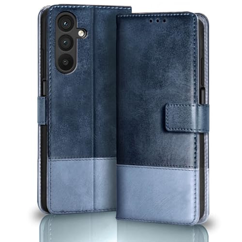 TheGiftKart Flip Back Cover Case for Samsung Galaxy M35 5G | Dual-Color Leather Finish | Inbuilt Stand & Pockets | Wallet Style Flip Back Case Cover for Samsung M35 5G (Faux Leather, Blue & Sky)- Best and cheap mobile covers in India