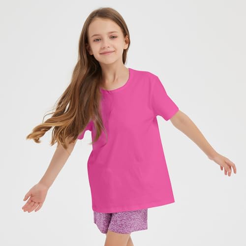 Image of 5 Pack Kids T-Shirt Cotton Tee Shirts for Boys and Girls Toddler Tops | Soft cotton tee for unisex, crew neck, mix with shorts and jeans, basic for everyday wear,suitable for 2-14years