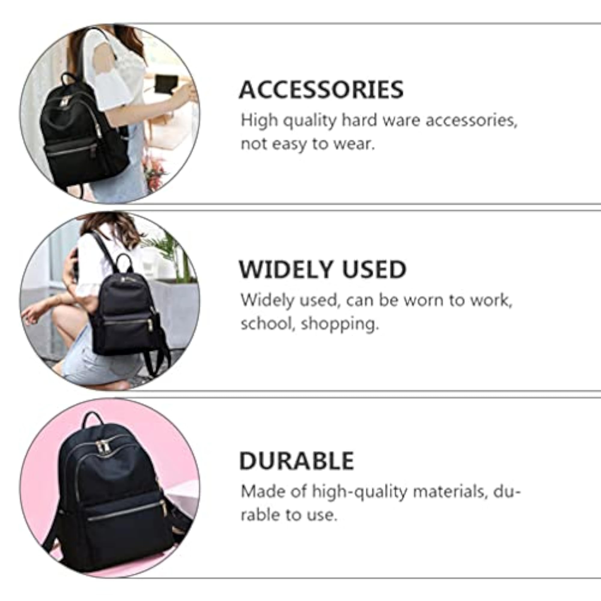 Black Satchel Purse Cloth Backpack for Women