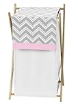 Sweet Jojo Designs Baby/Kids Clothes Laundry Hamper for Pink and Gray Chevron Zig Zag Bedding