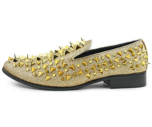Bolano x Amali Mesa - Men's Designer Shoes, Comfortable Men's Slippers - Fashion Shoes - Shiny and Metallic Smoking Slippers with Matching Spikes3