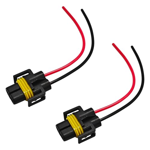 ESWW H11 Connector Light Bulb Plug Adapter, Wiring Harness Pigtail Socket Connector, H8 H9 H11 880 881 Female Nylon Waterproof Wire Harness for Fog Light/Headlight Pigtail Replacement (2PCS, Black)