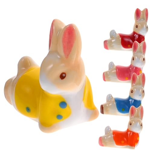 KAILIKETIY 5個 可愛いウサギデザイン箸置き セラミック製食卓飾り 箸 スプーン置きに 風スルテーブルアクセサリー