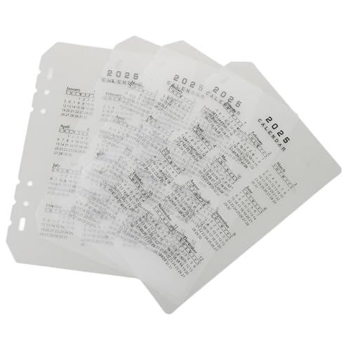 LIFKOME 4個年カレンダー付き割板 透明マット仕上げバインダー用仕切り ルーズリーフノート対応システム手帳用区切りカード