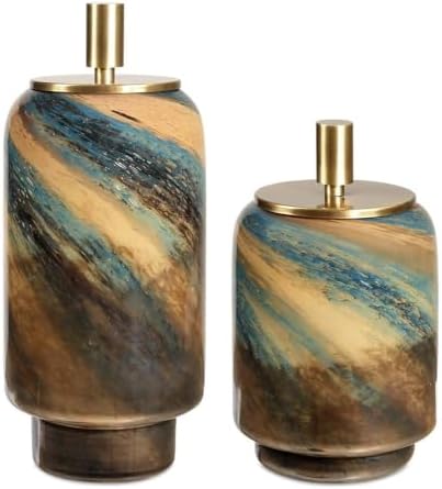 Uttermost 18188 Celestial Tide - Container (Set of 2)-14.25 Inches Tall and 6.5 Inches Wide