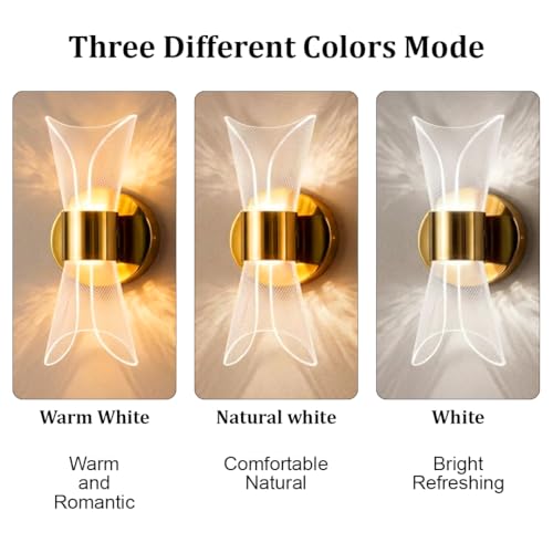Image of fizzytech Crystal Aura LED Wall Light, Gold Finish Decorative Wall Lamp with 3 Colour Changing Modes for Living Room, Bedroom, Hallway & Home Decor