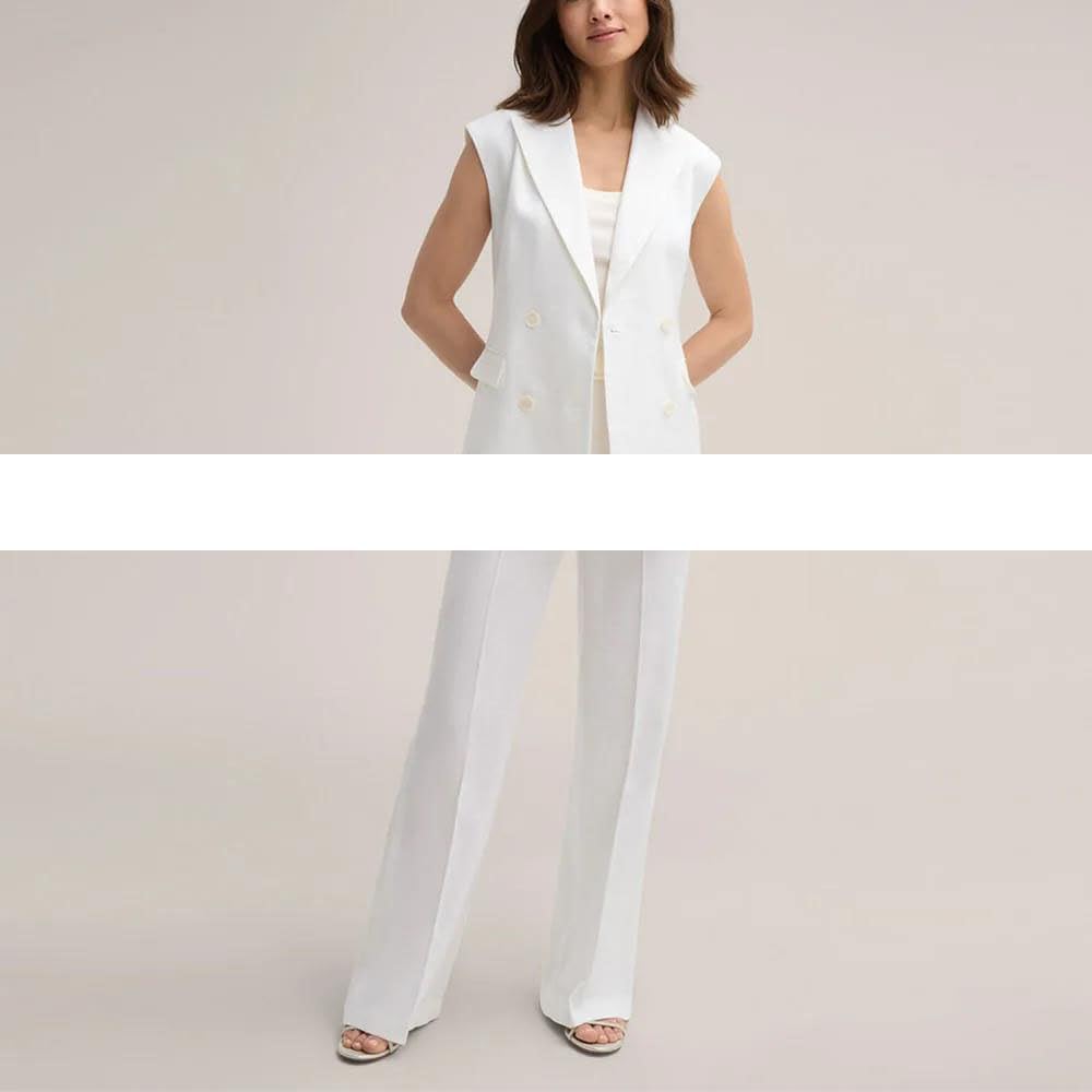 Women’S Sleeveless Double Breasted Blazer and Pants – Lightweight Office Banquet Business Suit