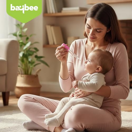 Image of Baybee Baby Medicine Feeder Dropper for Infants & Toddlers | BPA-Free Silicone Oral Dropper | Multipurpose Baby Feeder for Medicine, Syrup, Vitamins, Juice | Easy-to-Clean, Reusable (Pink - Pack of 2)