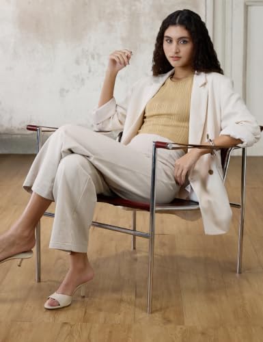 Image of BlissClub Womens Work-to-Wine Twill Wide Dart Pants Insanely Breathable Elasticated Waistband 2 Pockets Mock Fly | Wide Silhouette Stylish Pleats