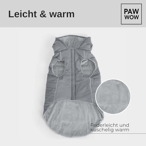 PAW WOW IMMI Hundejacke | Hundemantel | Jacke für kleine, mittelgroße und große Hunde für kalte Tage (Grau, L)