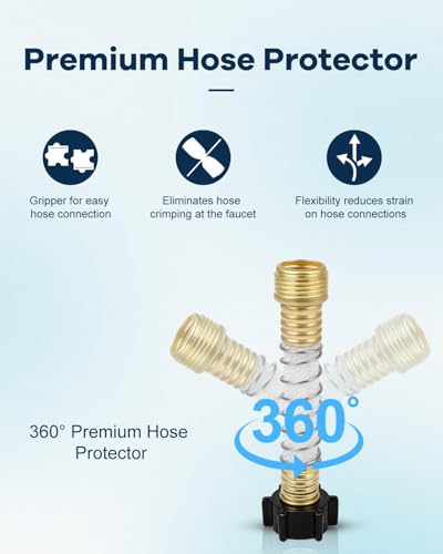 Image of RV Inline Water Filter with 2 Flexible Hose Protector, Reduces Chlorine, Bad Taste, Corrosion, Rust, Sediments and Turbidity, Ideal for RVs, Garden, Gardening, Car Washing, Planting, 4 Pack
