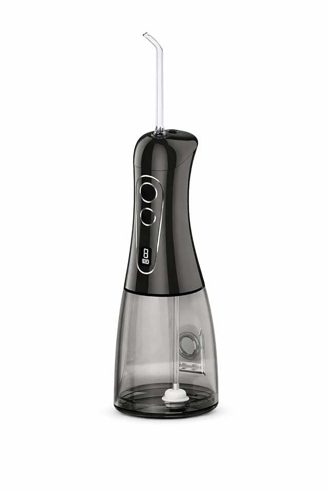 PX7 Portable Water Flosser 400mL Tank 8 Cleaning Modes 5 Nozzles Cordless Oral Irrigator for Teeth Braces Black