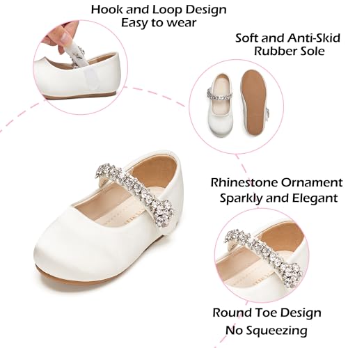 Image of PHIRAMIN Toddler Flower Girl Glitter Dress Shoes Little Girl Ballet Flats Bow Wedding Party