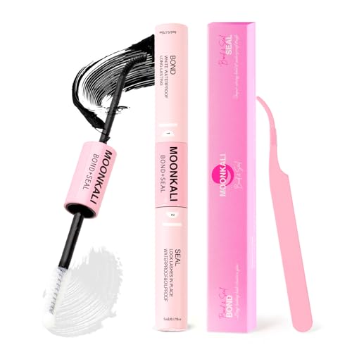 MOONKALI Lash Cluster Glue Bond and Seal Waterproof 2 in 1 Lash Tweezers
