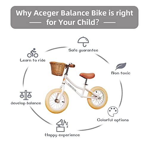 Aceger Balance Bike For Kids With Basket, Ages 2 To 5 Years（White） #TOP1