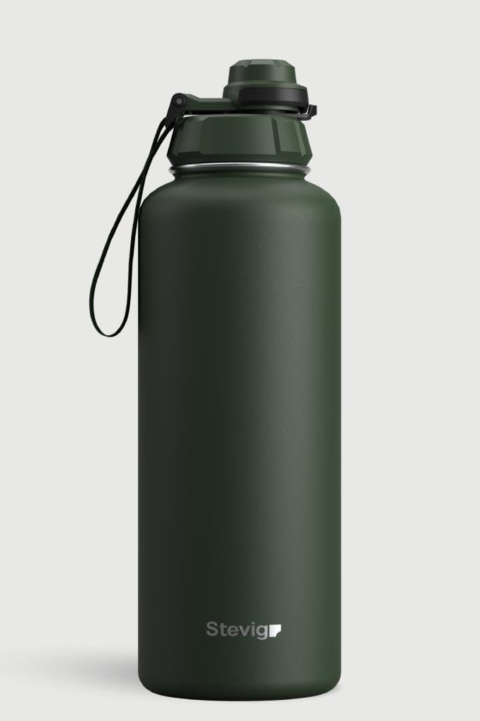 1 Hand Slide Lock Leak-proof | 50 oz | Insulated Vacuum Flask Stainless Steel Sport Water Bottle - Gray ST-253