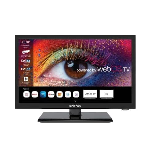 Sniper 19″ SMART LED Camping TV – webOS – Bluetooth 5.0, Wifi, Freeview Tuner, Satellite Tuner, Streaming & Catchup, 3 x HDMI, 2 x USB, Multimedia player, HD