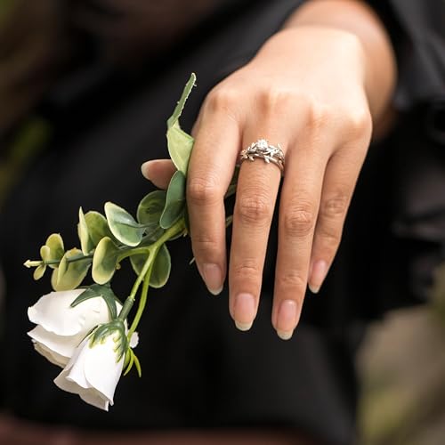 IGI Certified Lab Grown Diamond Wedding Ring Sets 1-3 Carat 10K 14K 18K Round Cut Leaf Bridal Sets Wedding Rings (D Color VVS Clarity)4