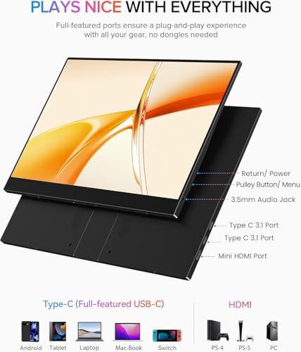 EVICIV Portable Monitor mit Klappständer 15.6" 125%sRGB 3000:1 Matt EyeCare – Ansicht 7