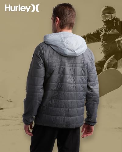 Image of Hurley Mens Puffer Jacket - Lightweight Packable Insulated Winter Coat for Men - Weather Resistant Quilted Outdoor Jacket