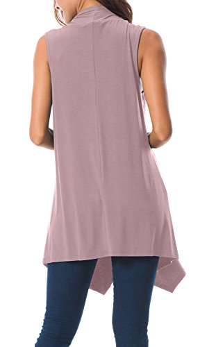 Women's Sleeveless Draped Open Front Cardigan Vest Asymmetric Hem (2Xl, Lavender) #TOP5