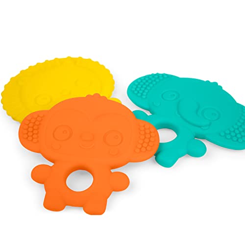Image of Bright Starts Gummy Buddies 3-Pack Textured Teethers - BPA-Free Elephant, Lion, Monkey - Unisex, 3 Months +