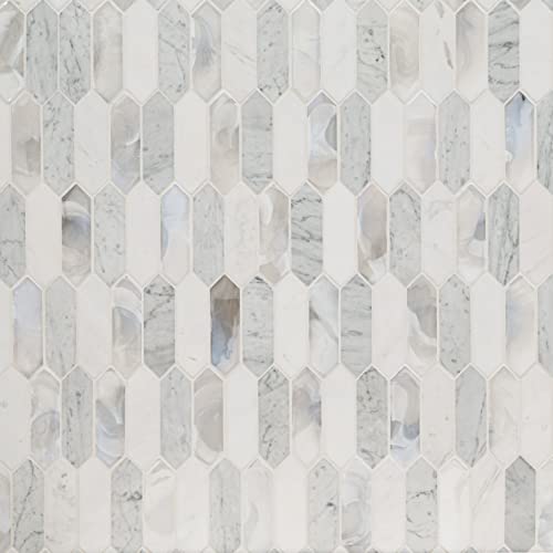 MSI Cienega Springs 14.6" x 11" Stone Picket Tile for Kitchen Backsplash, Wall & Shower, Mesh Mounted Mosaic, White-Cool by MSI - Image 2