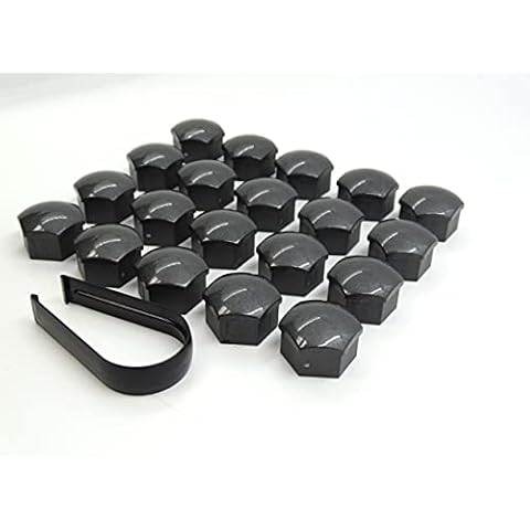 Partsdealers WHEEL NUT COVERS FOR VOLVO S60 S80 S90 V90 V60 V70 V90 XC40 XC60 XC70 XC90 BOLT CAPS LOCKING 19mm GLOSSY DARK GREY +TOOL SET Cover