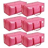 VTSVTS 6 Pack Extra Heavy Duty Large Moving Bags with Comfortable Handle & Strong Zipper,Storage Totes for Space Saving Moving Storage College Supplies Alternative to Moving Box,Pink