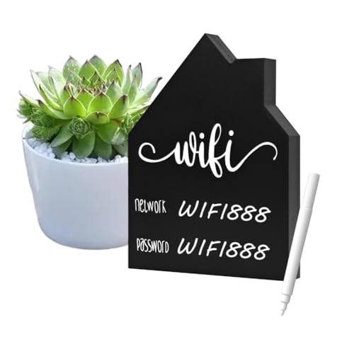 Wifi Password Sign for Home Guests (Black House, 7.87" x 5.91")