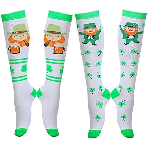 LEOSTEP 2 Pairs Compression Socks for Women Men Couples Sport Knee High Wide Calf Stocking Fit Nurses Travel Flight Running Cycling Gym Cover