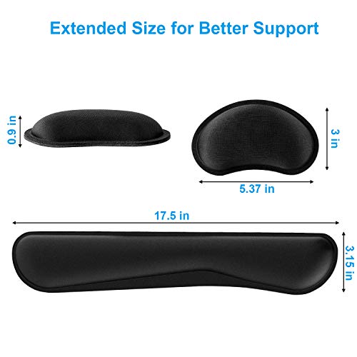 image for KTRIO 2-in-1 Keyboard Wrist Rest, Memory Foam Wrist Pad for Keyboard, 