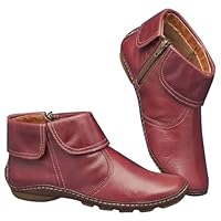 Ankle Boots for Women UK Wide Fit Wedge Shoes Waterproof Leather Low Heel Short Boot Classic Side Zipper Non Slip Ankle Wellies Elegant Point Toe Winter Shoes (Red, 5.5)