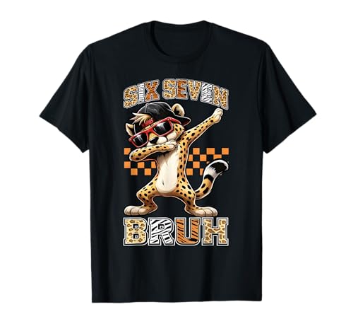 Six Seven Bruh Cheetah 67 Meme Men Boys Animal Print Kids T-Shirt