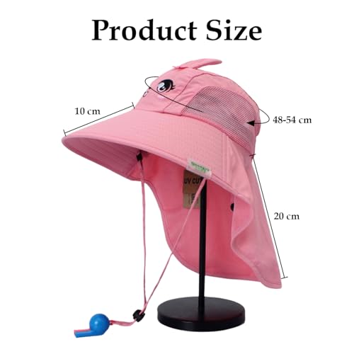 Image of SYGA Children's Cute Pink Bunny Sun Hat UPF 50+ Wide Brim UV Protection Bucket Hat, Lightweight Breathable Summer Beach Fishing Hat for 3-10 Years Boys & Girls