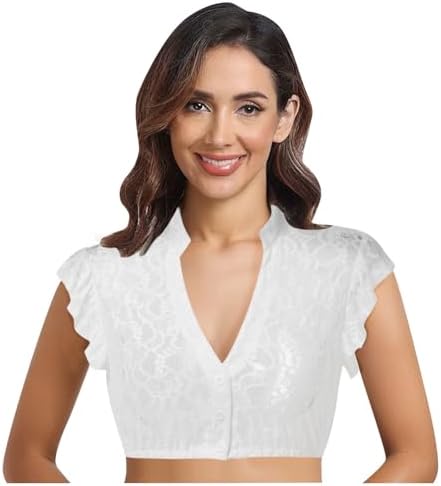 Weiße Dirndlbluse Mit Spitze & Flügelärmeln - Elegante Trachtenbluse Für Oktoberfest Und Bayrische Feste