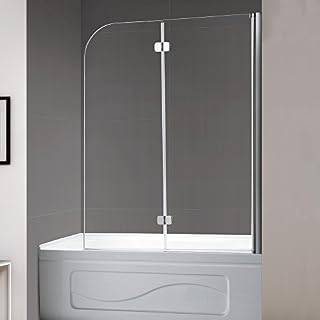 Mellewell Fold 36 in. Width, Frameless Hinged Tub Shower Door Swing Bathtub Screen