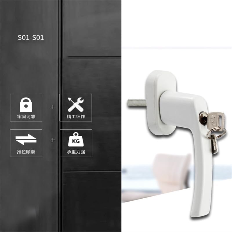 Casement Locking Handle,Vintage Window Replacement Round Lock with Key Aluminum Alloy Outwards Handles